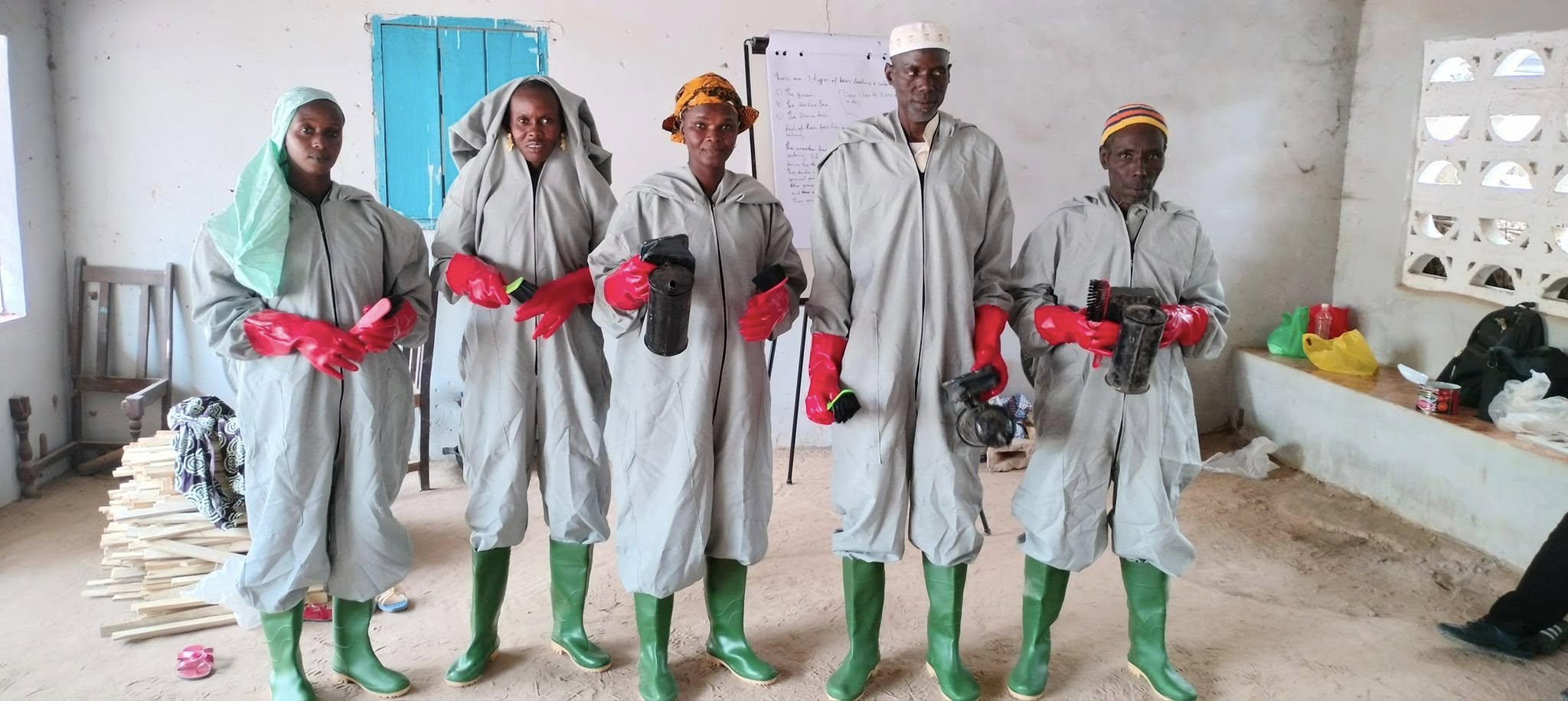 FFHC community members in protective gear during practical training